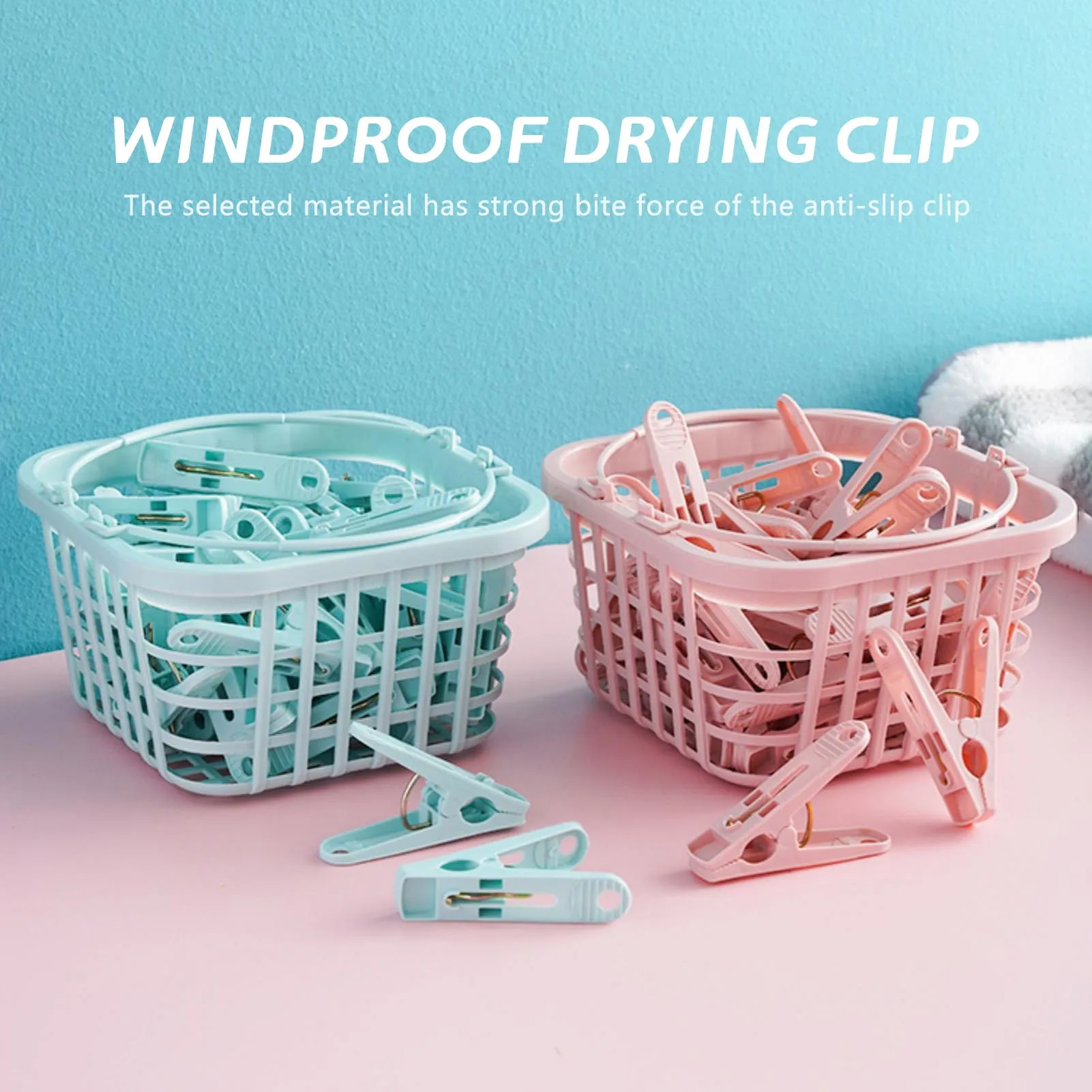 

30pcs Plastic Clothespins With Storage Basket Home Travel Laundry Clothing Clips Quilt Towel Clothes Pegs For Clothesline Hanger
