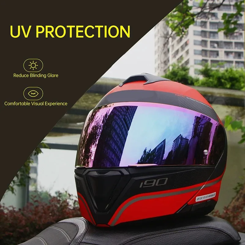 HJ-33 Visor helm sepeda motor untuk HJC I90 Aksesori helm pengganti lensa ekstra pelindung UV kacamata sepeda motor untuk HJ33