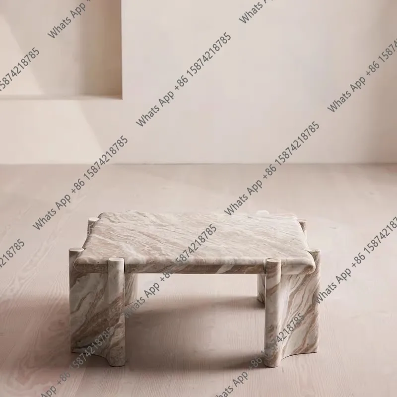 

Italian minimalist natural marble coffee table small apartment high-end designer special shape