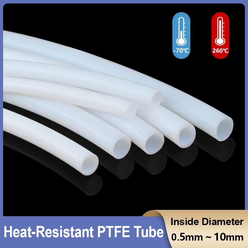 Milk White PTFE Tube ID 0.5 1 2 2.5 3 4 5 6 7 8 10 mm ptfe Insulated Hose 600V Extruder J-head Rigid Pipe For 3D Printer Parts