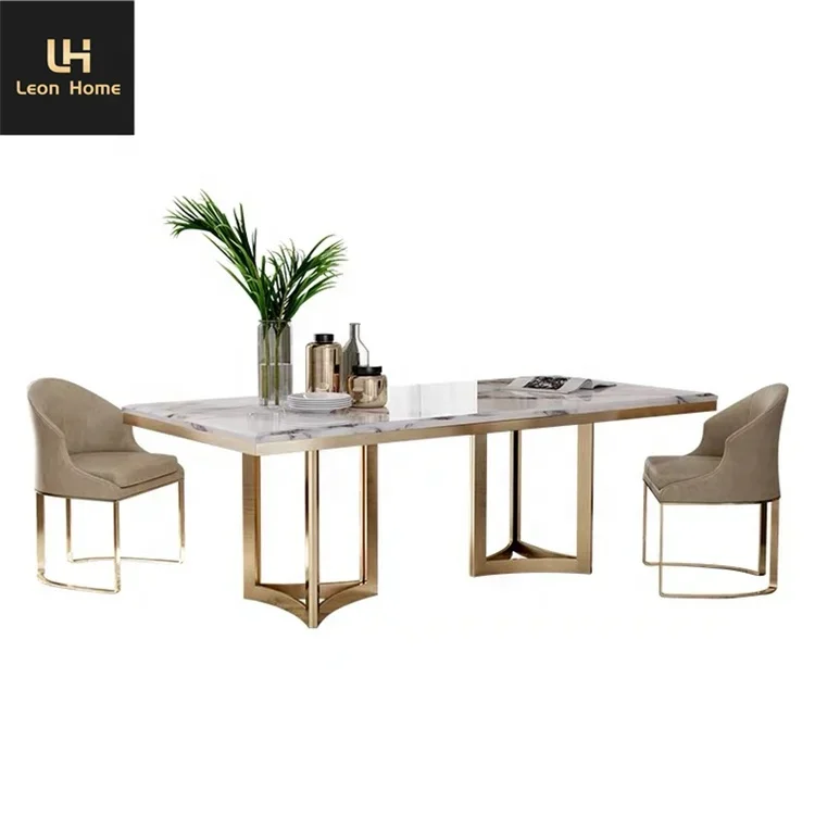 Hot Selling Durable Marble Dinning Table Set 6 Chairs Luxury Design For Apartment/villa/home Furniture