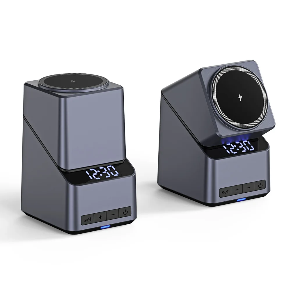 شاحن لاسلكي للهاتف مغناطيسي 4 في 1 - 180 °   قاعدة شحن متعددة الأجهزة بحامل دوار قابل للتعديل باللمس للهواتف الذكية وAcce