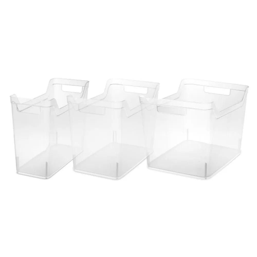 

Wide Shelf Home Office Storage Organizing Plastic Bin, 6 Pack, Clear