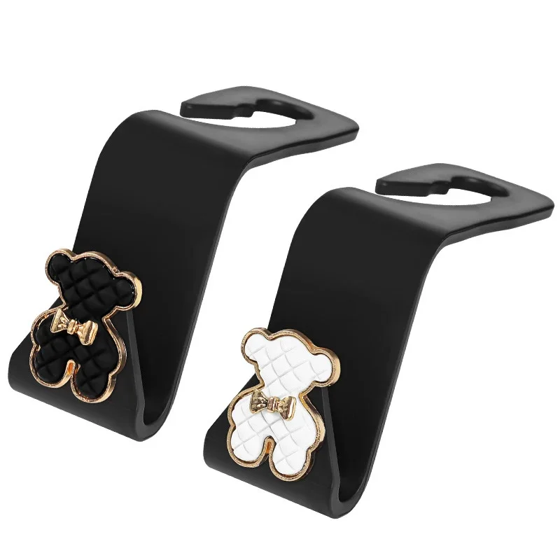 1/2PCS Car Multifunctional Hooks Diamond Camellia Cute Bear Decorative Car Hooks Strong and Stable Storage Invisible