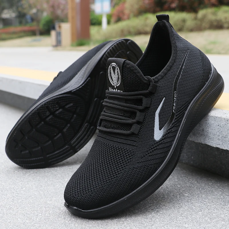 Men's Fashionable Solid Woven Knitted Running Shoes - Lightweight, Breathable, Non-Slip - Perfect Sports Shoes for Out - Lightweight, Breathable, Anti-Slip image 6