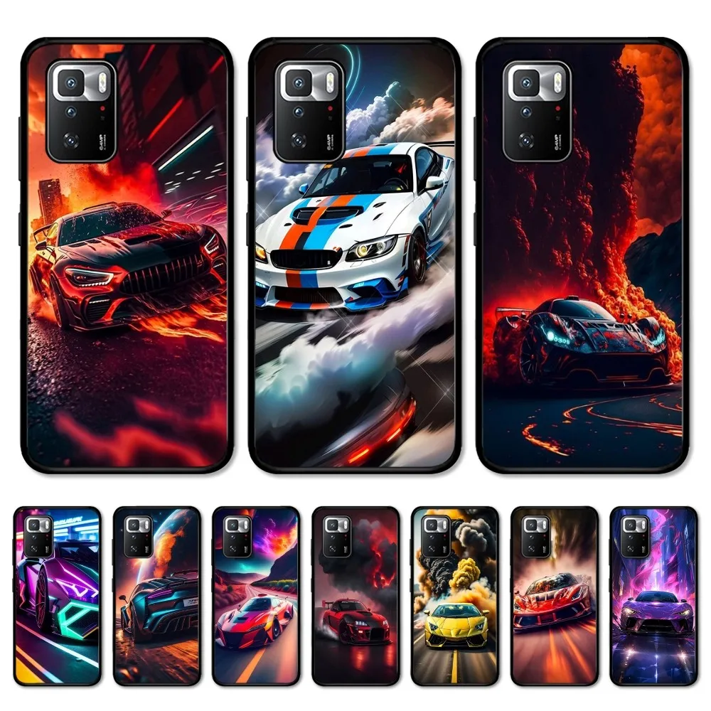 New Sports Car Shape Phone Case For Redmi 5 6 7 8 9 10 plus pro 6 7 8 9 A GO K20 K30 K40 pro plus F3 Fundas