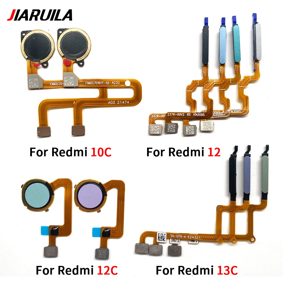 

Fingerprint Sensor Home Return Key Menu Power Button Flex Cable For Xiaomi Redmi 13C 12 12C 10C With fingerprint recognition