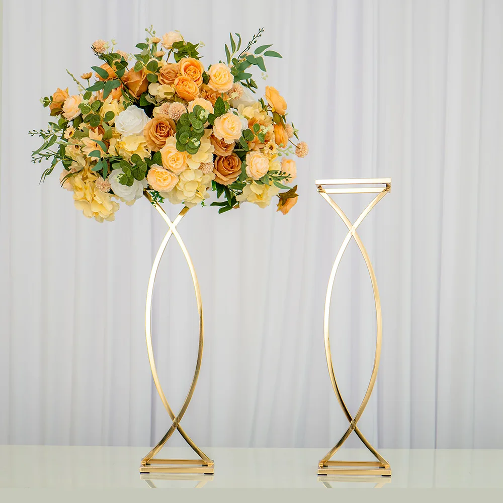

10pcs Gold plating Iron Flower Stand Wedding Decoration Props Main Table Centerpiece Flower Vase for Wedding Party New style