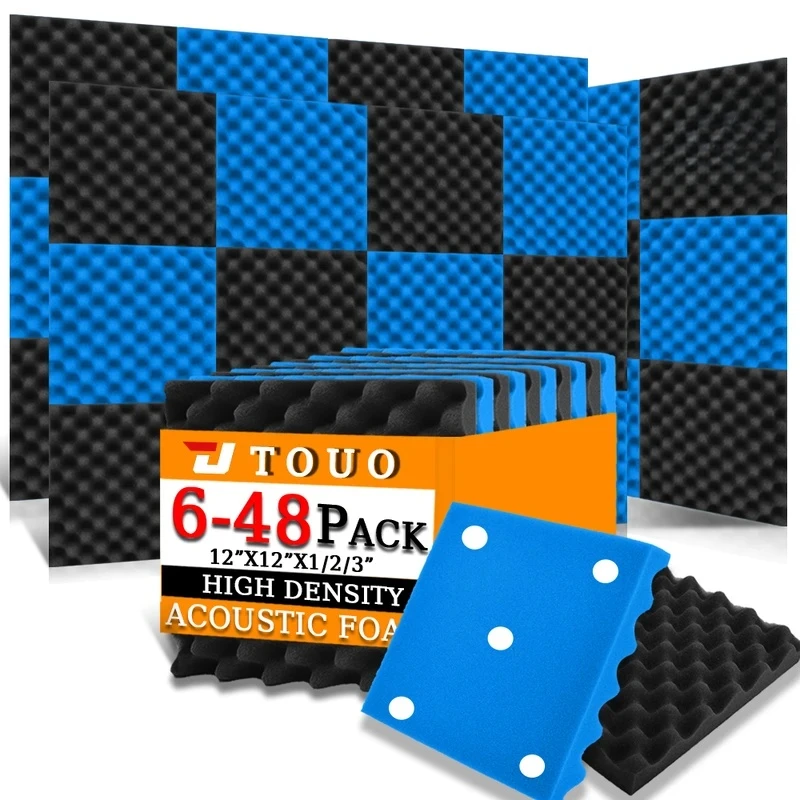 Panel Dźwiękochłonny 6/12/24/48 szt. Samoprzylepne Pianki Akustyczne do Studia, Izolacja Ścienna, Gąbka Akustyczna do Domu