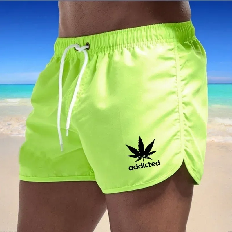

Men's Beach Trunks Summer Swim Gym Pants Quick Drying Swimming Homme Surf Ventilate Drawstring Fashion Casual Short 2025