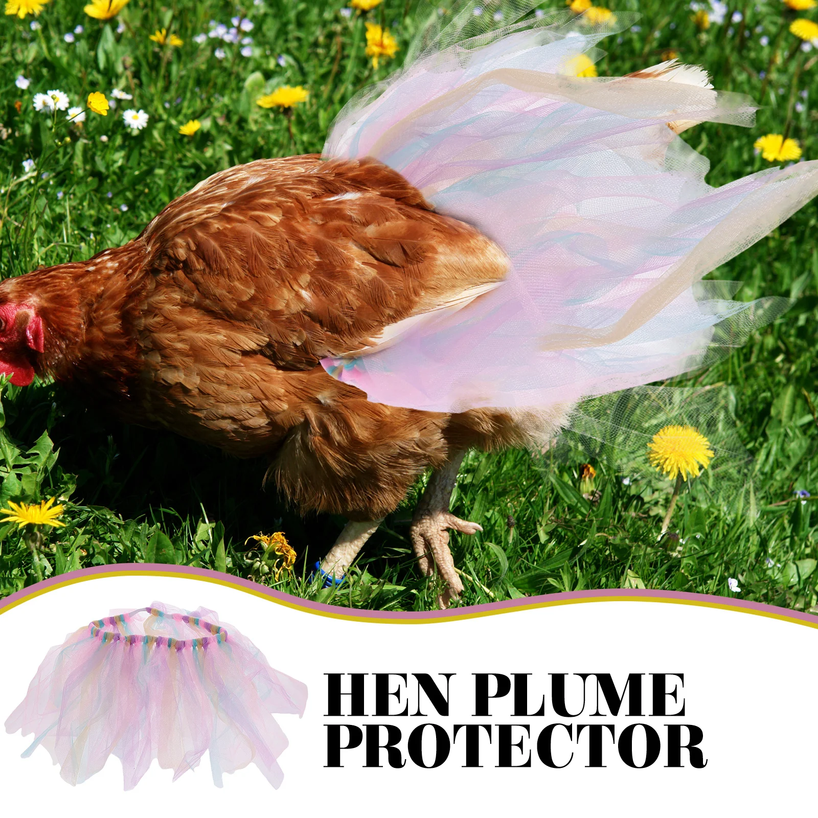 

Chicken Tutu Skirt Hen Saddle Protector Poultry Costume Colorful Durable Elastic Fabric Tulle Netting Foldable