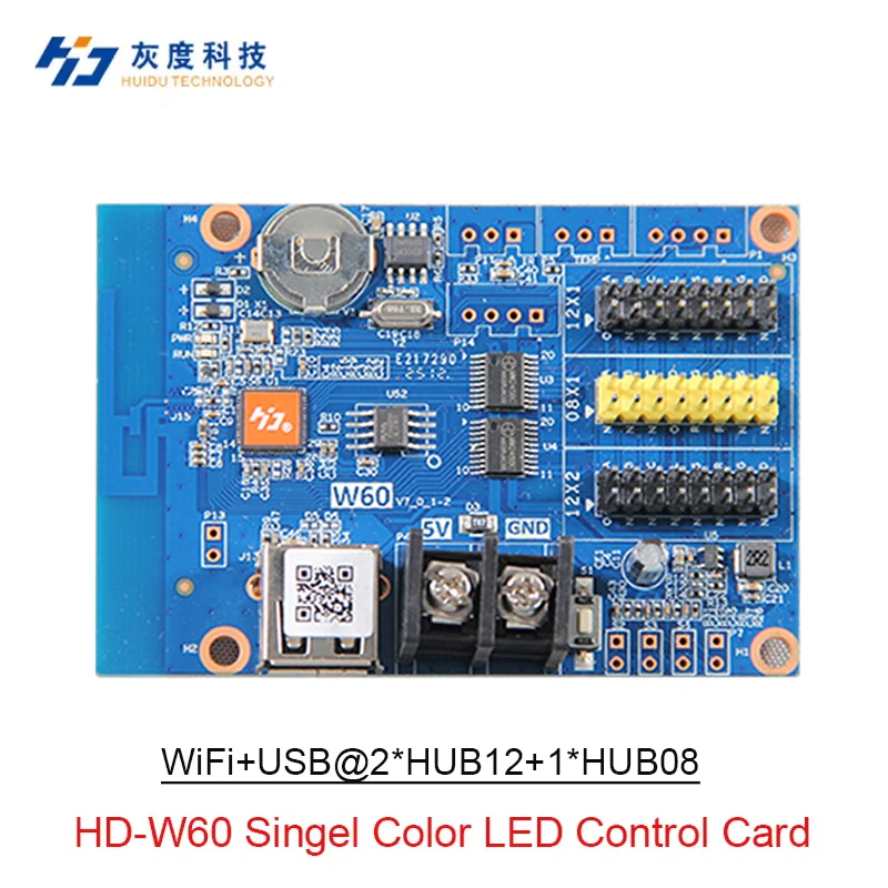 Huidu HD-W60 HD-W62 HD-W63 WiFi & U-disk Control Card, Single/Dual Color LED Controller for P10 Single Dual Color LED Display