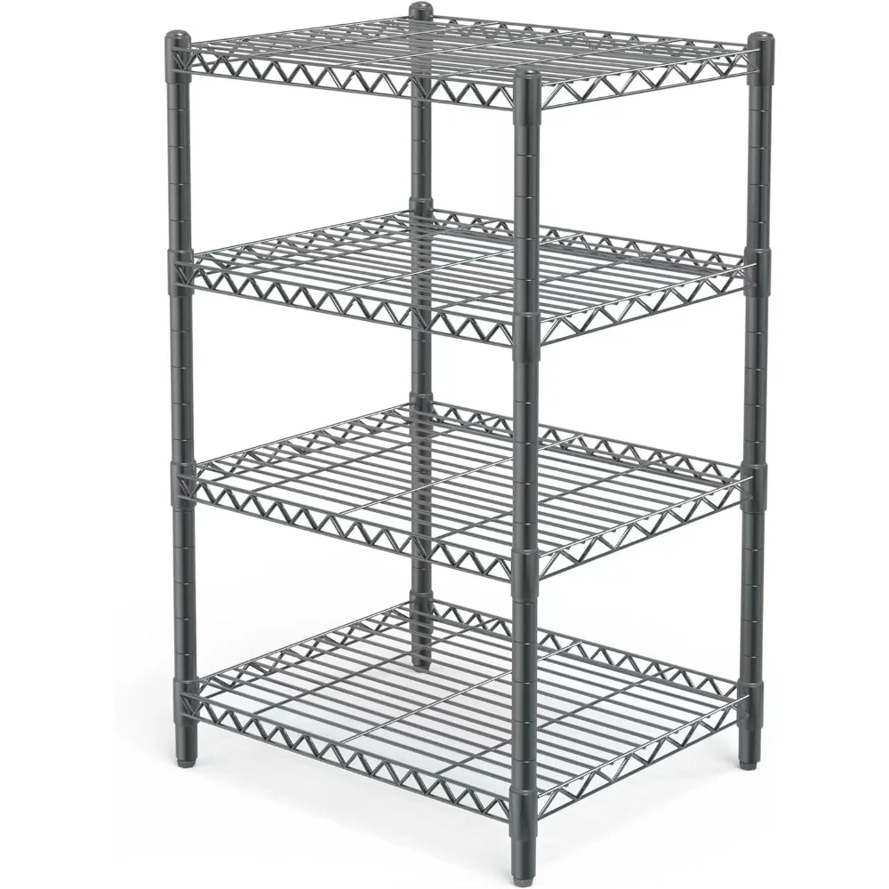 

4 Tier Grey Storage Racks and Shelving - Heavy Steel Material Pantry Shelves - Steel Organizer Wire Rack, Suitable