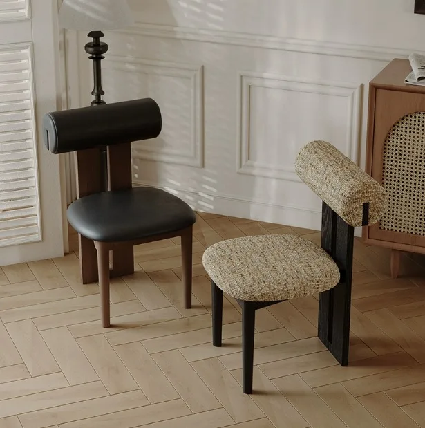 

Medieval solid wood dining chair household cream style ash wood dining table and chairs French retro back chair