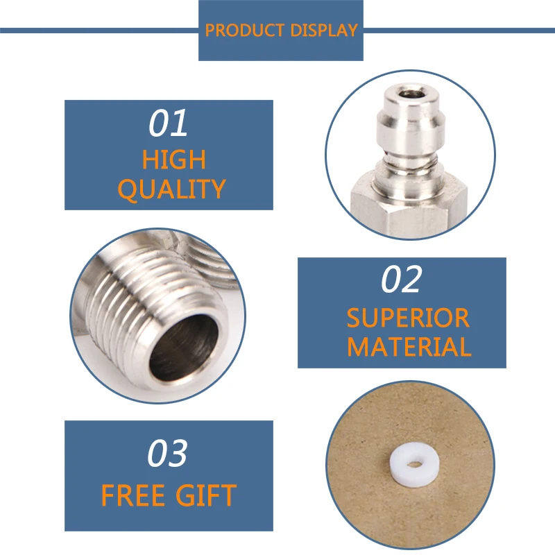 Acoplador rápido de rosca M10x1, cabezal de llenado de 8MM, adaptador de acero inoxidable, accesorios de conexión rápida, acoplamientos, piezas de bombas de aire, 1 ud.