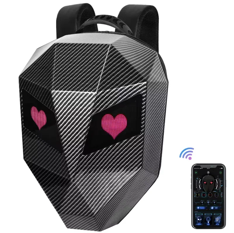 Carbon Fibre Updaged Knight Led DIY Backpack Bag Eyes Display With Screen Outdoor Cycling For Men Motorcycle Biker Riding Gifts