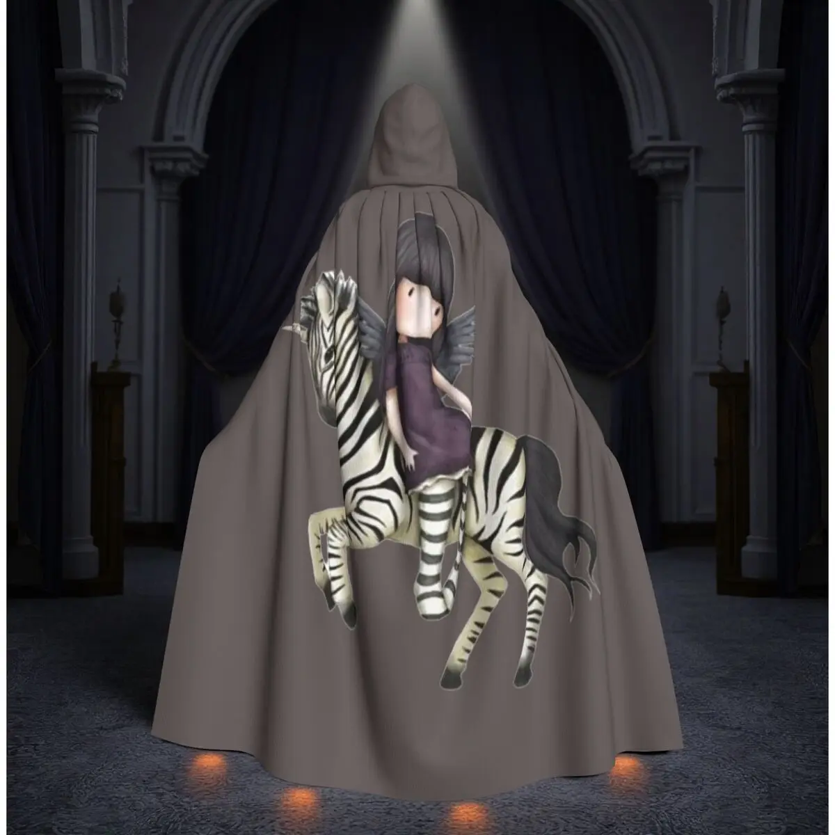 

Gorjuss Santoro Unicorn Long Hooded Cloak Witch Medieval Costume Cosplay Cape HalloweenParty Adult Unisex