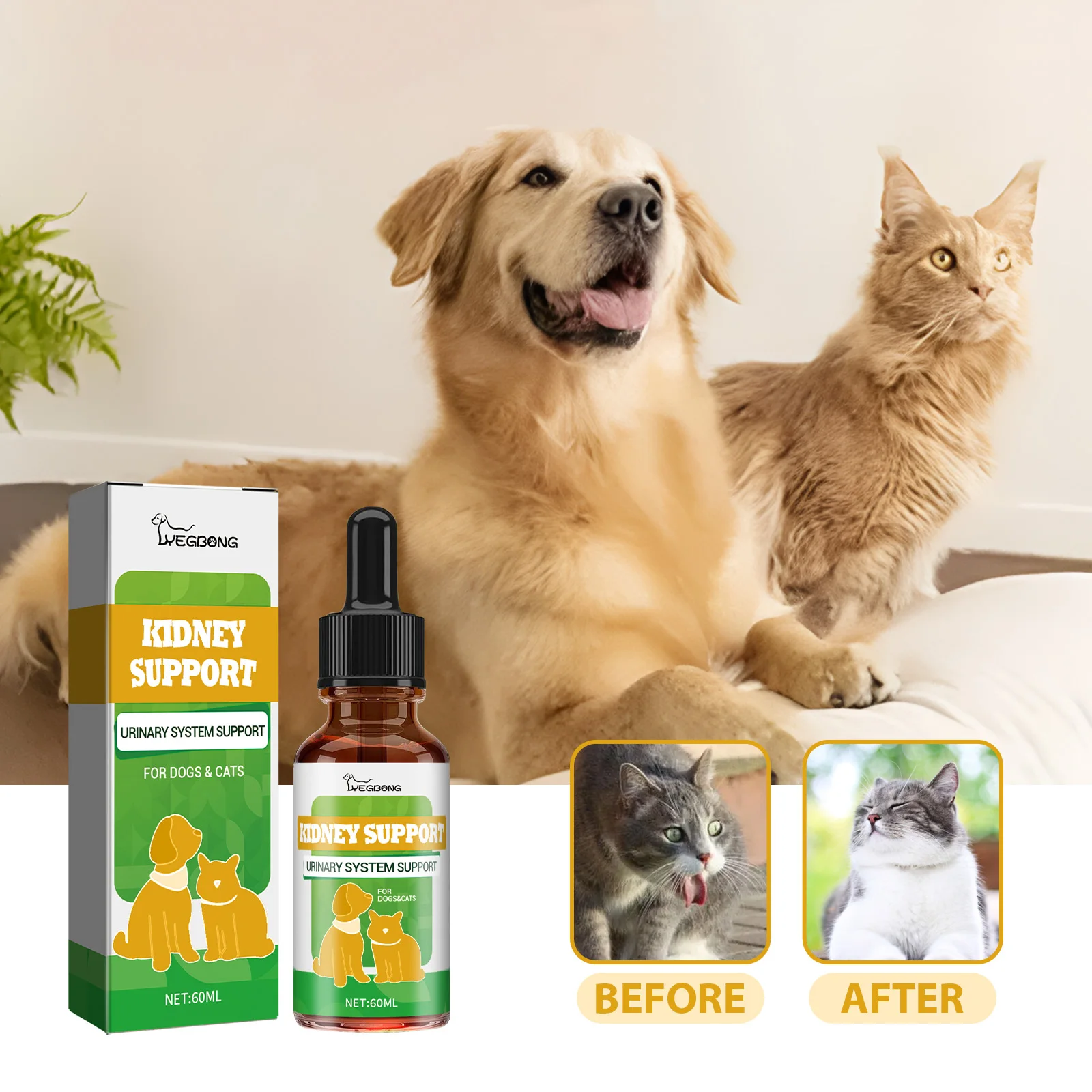 Pet UTI Treatment Cat Urinary Tract Care Relieve Discomfort Pain Prevent Bladder Stones Nature Formula Powerful Dog Bladder Drop