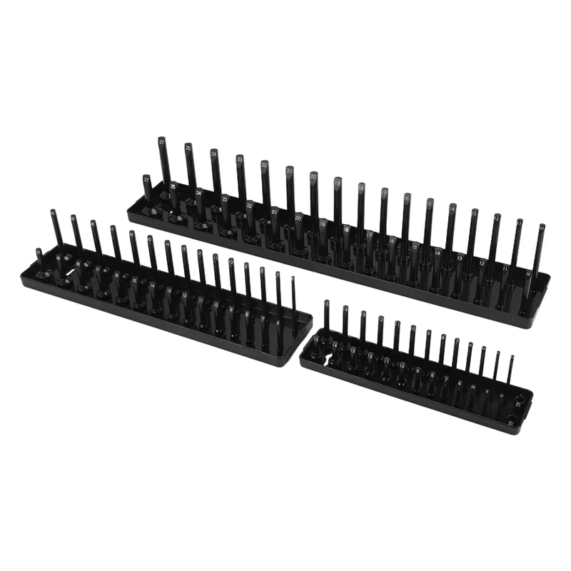 TKOH-3Pc المقبس درج منظم مجموعة المقبس الصواني 1/4 بوصة 3/8 بوصة و 1/2 بوصة محرك أصحاب المقبس العميق والظل