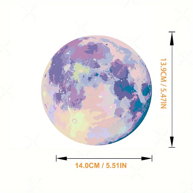 Pastel Purple Moon Matte Vinyl Sticker Waterproof Cute Planet Decal For Car Laptop Water Bottle Multi Surface Decor