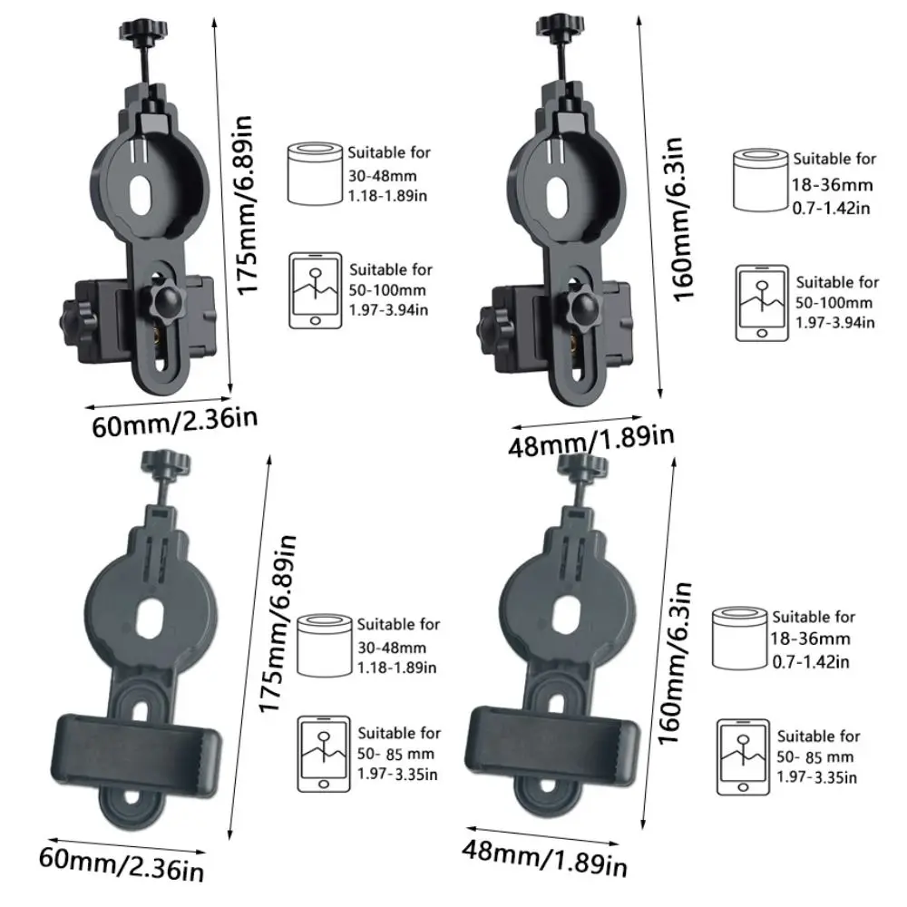 Universal Phone Lens Photography Adapter Mount, Adjustable Phone Clip Bracket Spotting Scope Phone Adapter Monocular