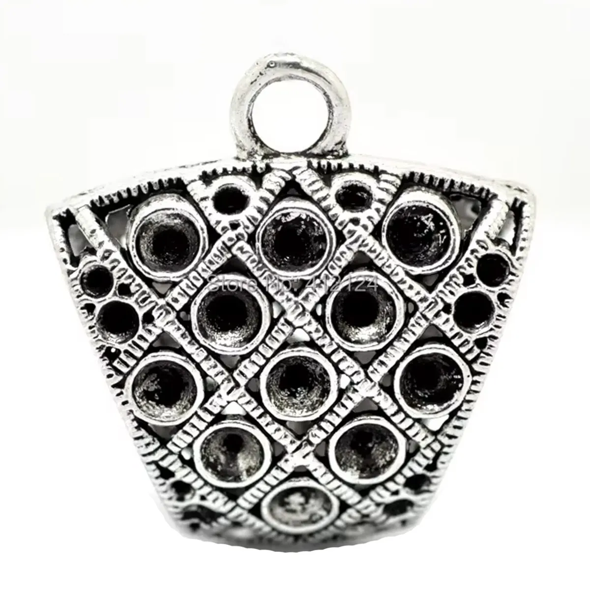 10Pcs Silver Tone Pattern Carved Bail Beads For Wrap Scarf Jewelry Findings 4x3.8cm