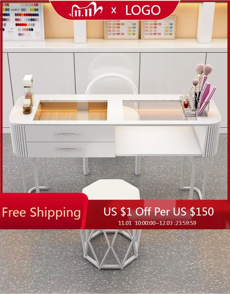 Kawaii European Nail Table Workstation Accessories Barbershop Reception Nail Table Designer Marble Tavolo Per Unghie Furniture