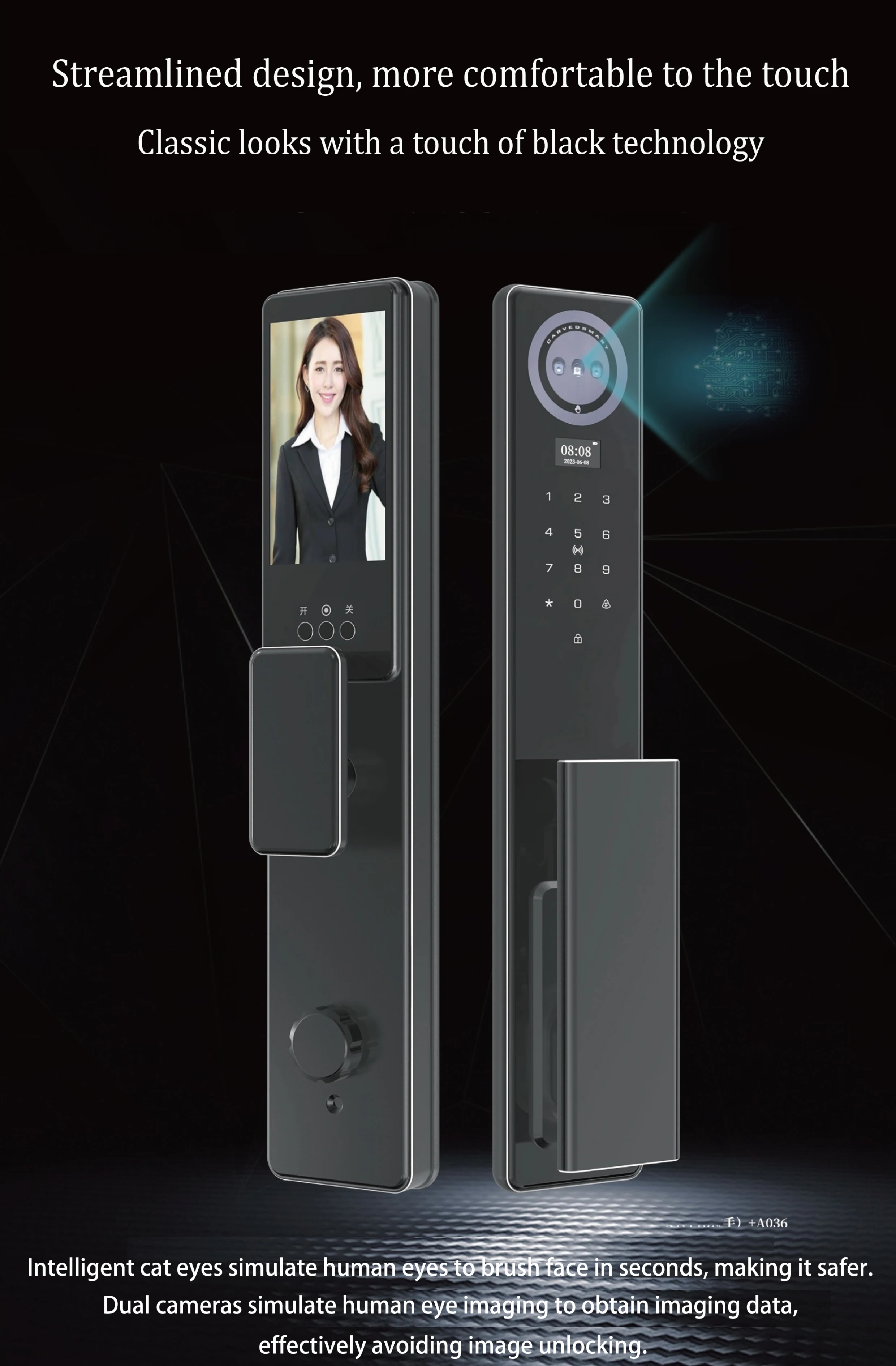 001 TYSH Ai Smart Door Lock Tuya Wifi 3d Facial Recognition Palm Recognition Fingerprint Digital Lock With Video Intercom