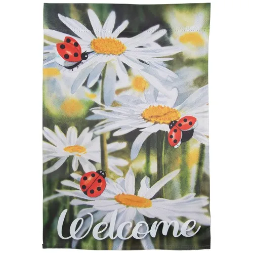 Northlight Welcome Ladybug and Daisey Outdoor Garden Flag 12.5