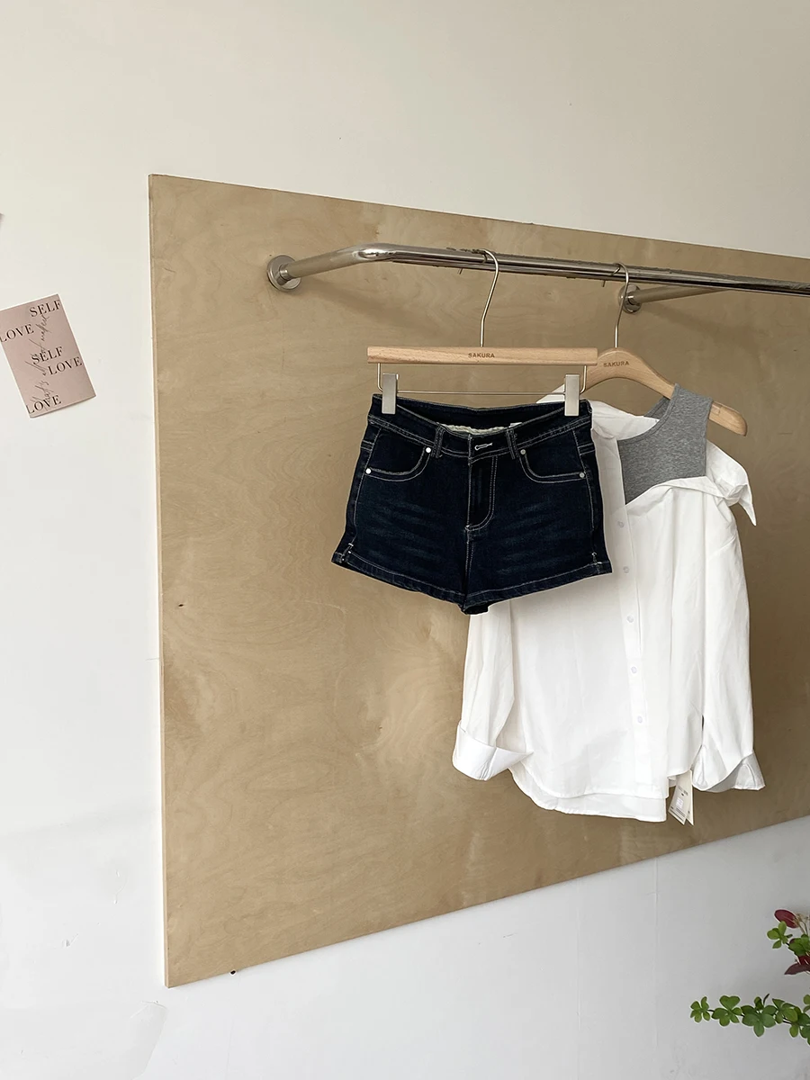 2025 Early Autumn New Style Korean Fashion Versatile Simple Denim Short Pants Women Slimming All-Match Spicy Girl Bodycon Trendy