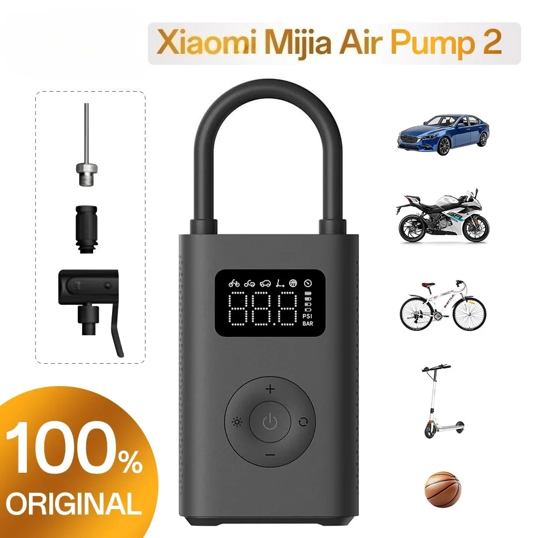 

Mijia Air Pump 2 Portable Car & Bicycle Inflator with Tire Pressure Detection 150PSI 2000mAh Rechargeable PreSet Function