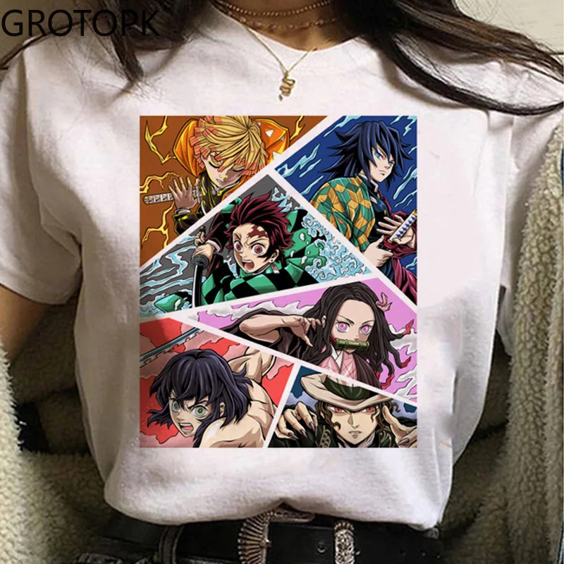 T-shirt da donna nuova estate 2022 stampa 3D Casual Anime giapponese Demon Slayer t-shirt da donna a maniche corte con stampa di cartoni animati