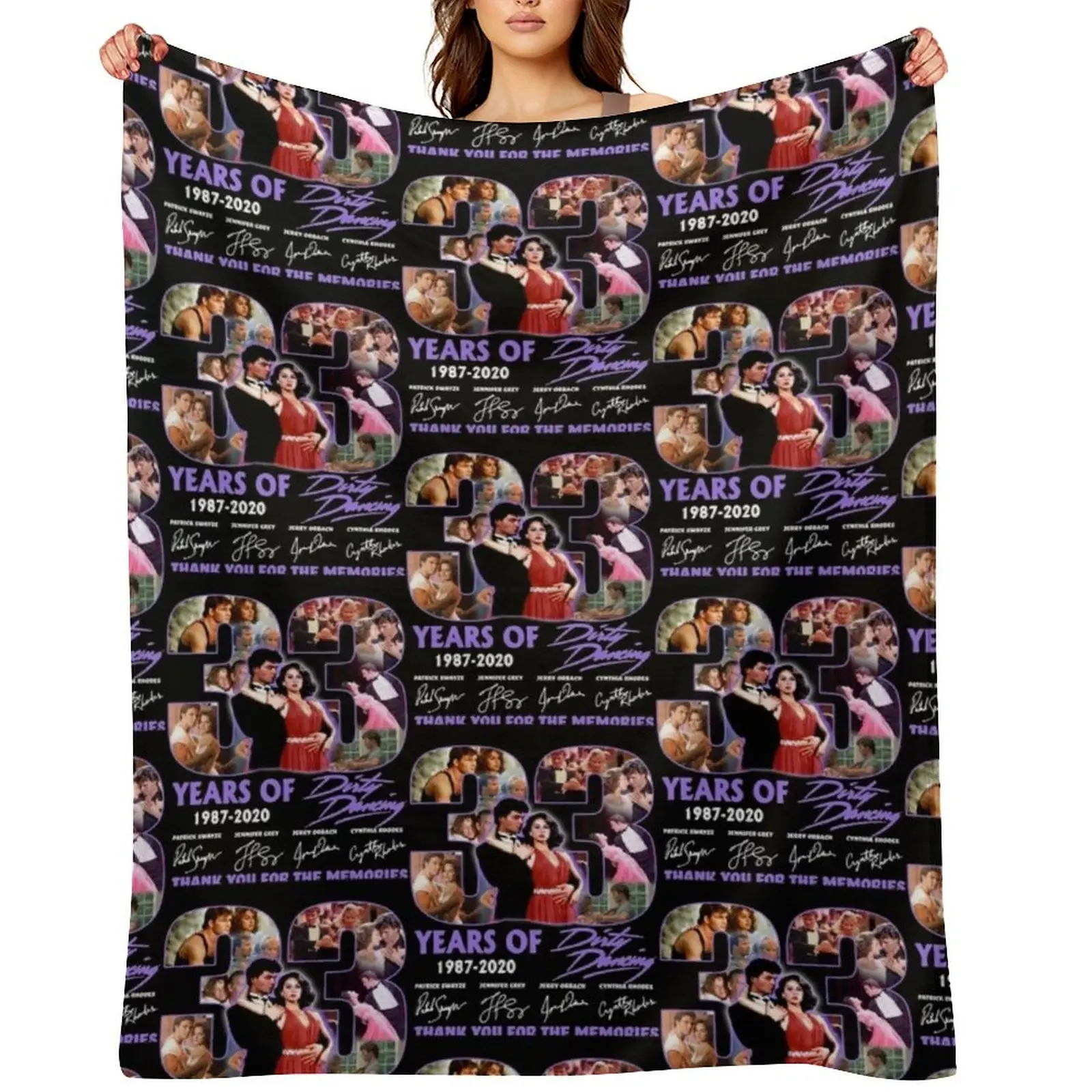 33 Years Of 1987 2020 Dirty Dancing Thank You For The Memories Signatures Throw Blanket Vintage Sofa Picnic Comforter Blankets