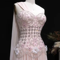 Sharon Said Elegant One Shoulder A Line Evening Dress with Cape 3D Flowers Crystal Beaded Formal Party Gowns SS285 Customized - Image 5