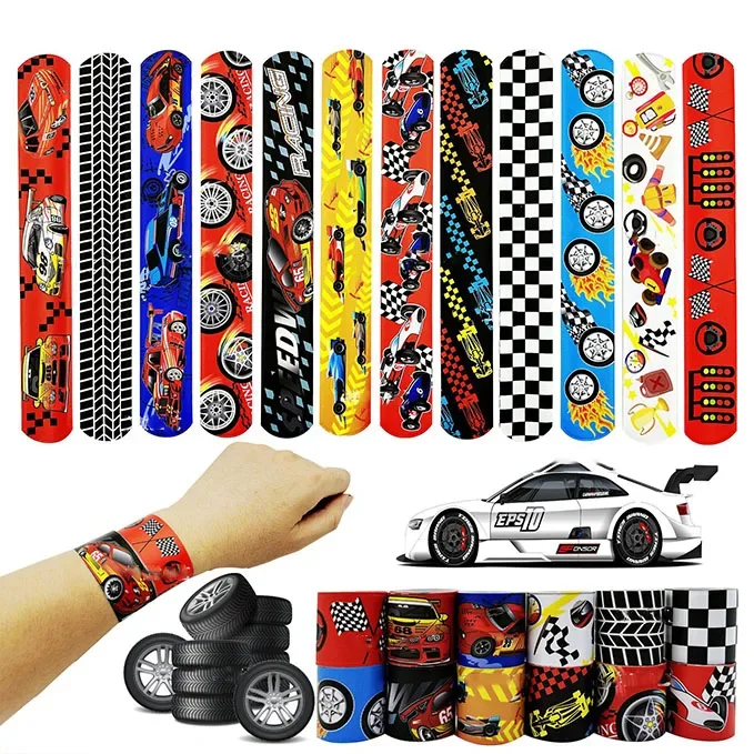 10pcs Racing Papa Circle Rally Theme Bracelet Racing Party Children's Car Happy Race Car Birthday Party Decor Kid Favor Supplies