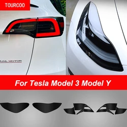 Dla Tesla Model 3 Y Blackened folia z odcieniem pełny zestaw reflektor Taillight Foglight Port ładowania Car Styling TPU zmiana koloru filmu