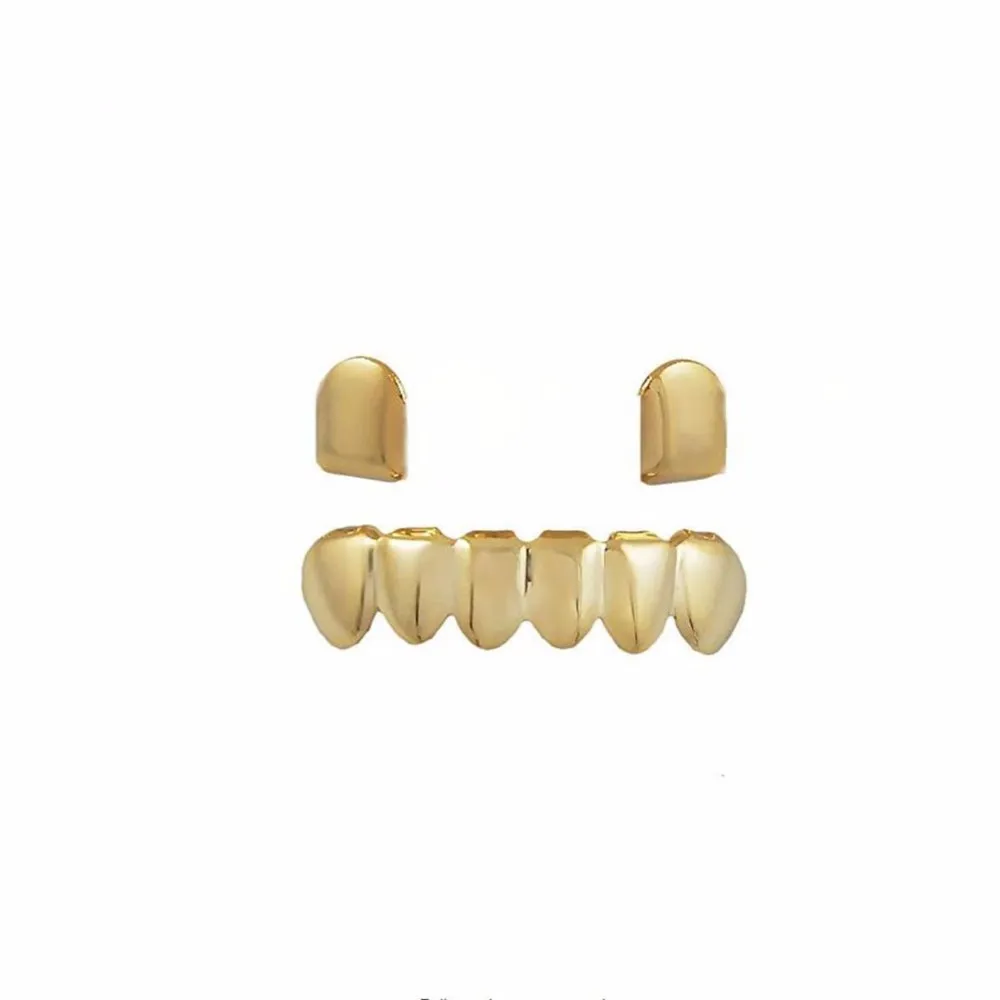 Gold Plated HipHop Tooth Grillz Cap Top Bottom Dental Grill Teeth Caps Halloween Cosplay