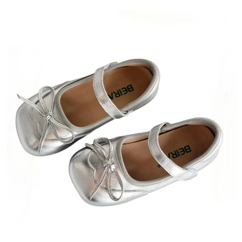 High Quality Cowhide Children Casual Shoes Spring Autumn Lovely Bow Genuine Leather Baby Girls Ballet Shoes Mary Jane Kids Shoe
