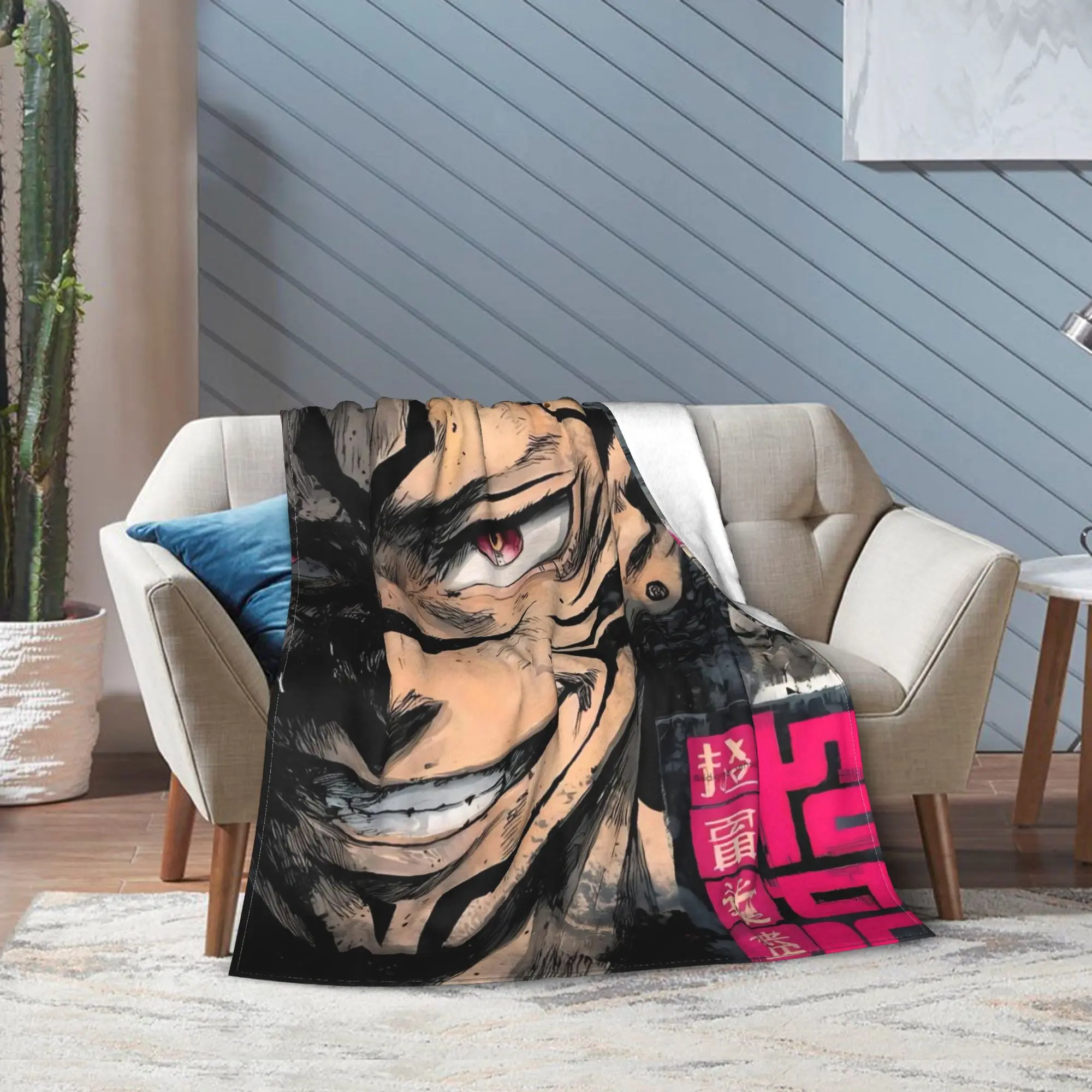 Sukuna Ryomen Jujutsu Kaisen بطانية الفانيلا المطبوعة متعددة الوظائف فائقة النعومة رمي البطانيات ل أريكة السفر المفارش #5