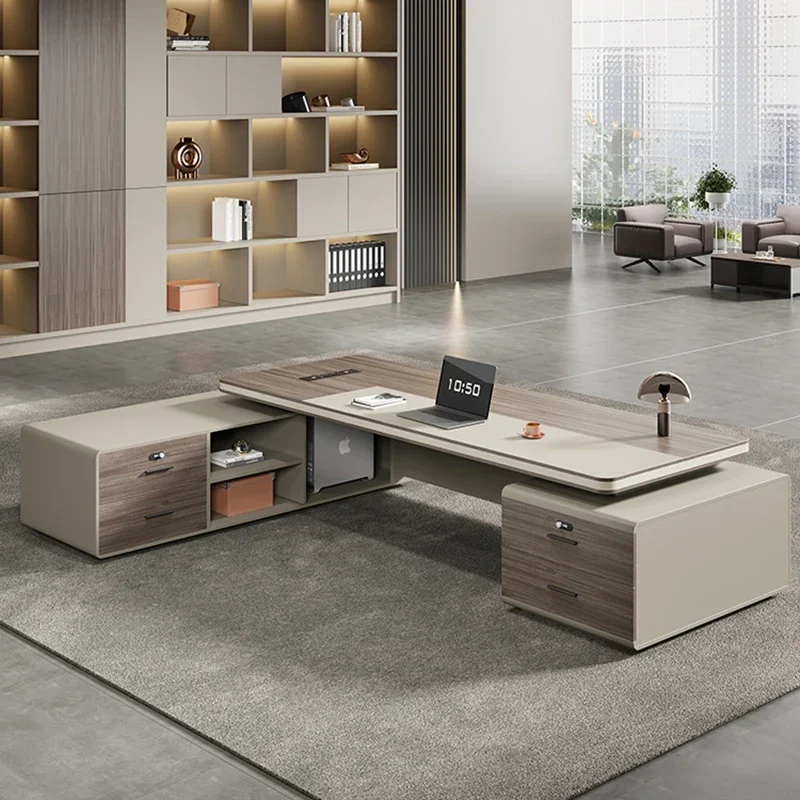 

Corner Modern Office Desk Storage Large Luxury Writing Laptop Office Desk Computer Study Drawers Table De Bureau Furniture