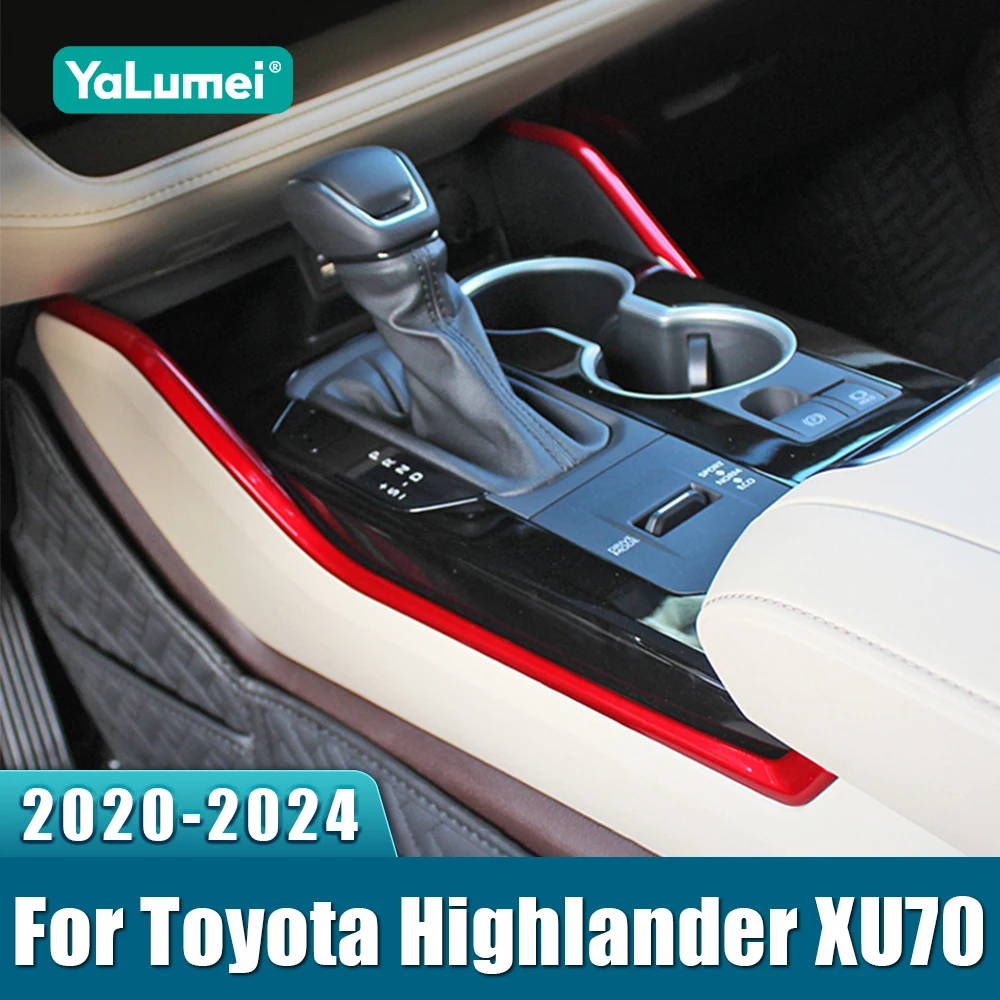 

For Toyota Highlander XU70 Kluger 2020 2021 2022 2023 2024 Hybrid ABS Car Gear Shift Side Panel Frame Cover Sticker Trim
