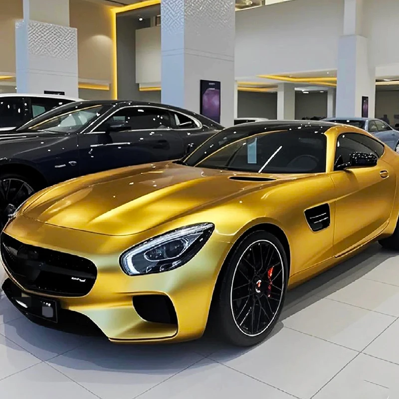 Ultra Glossy Gold Candy Metallic Vinyl Wrap Film Roll With Air Release Self Adhesive Car Wrapping Motorcycle DIY Decal Sticke