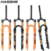 HASSNS MTB 포크 자전거 서스펜션 26/27.5/29 인치 120mm 여행 산악 자전거 조정 가능한 프론트 포크 오일 및 에어 퀵 릴리스 6