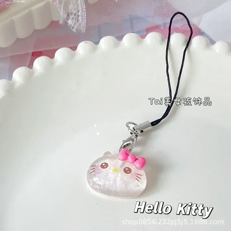 New Cinnamoroll Kuromi Sanrio Accessories KeyChain Anime HelloKitty Transparent Thin Flash Cute Pendant Girl Heart Birthday Gift