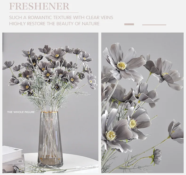 5 Stück Kunstblumen aus Flockseide, Kosmos-Seidenblumen, Heimdekoration, Ornament für Party, Hochzeit, Blumenarrangement, künstliche Gesang-Blume – Detail 13
