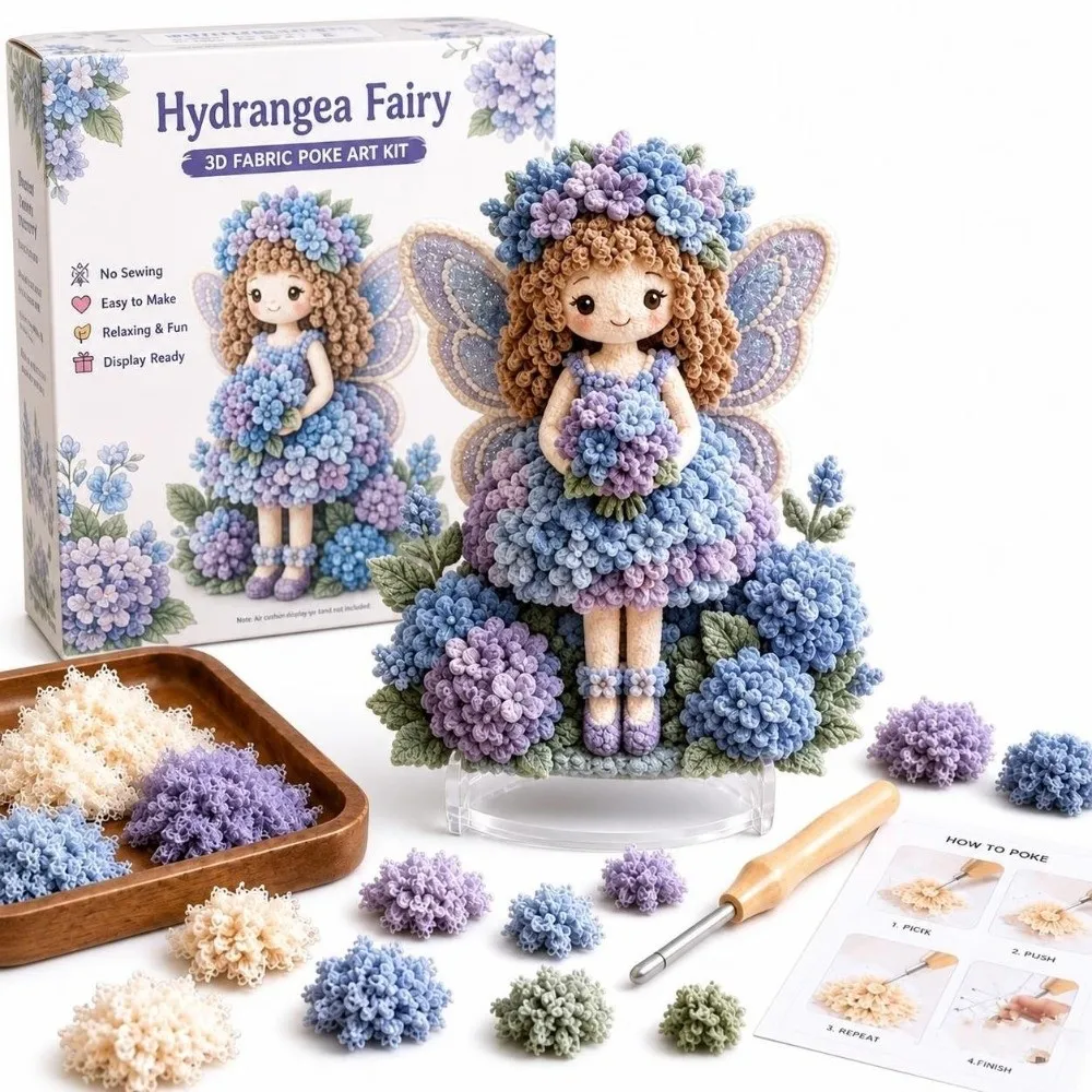 DIY Handmade Flower Fairy 3D Fabric Poke Art Kit Beginner Friendly Punch Tool Included Embroidery Craft Set Needlework Craft Kit