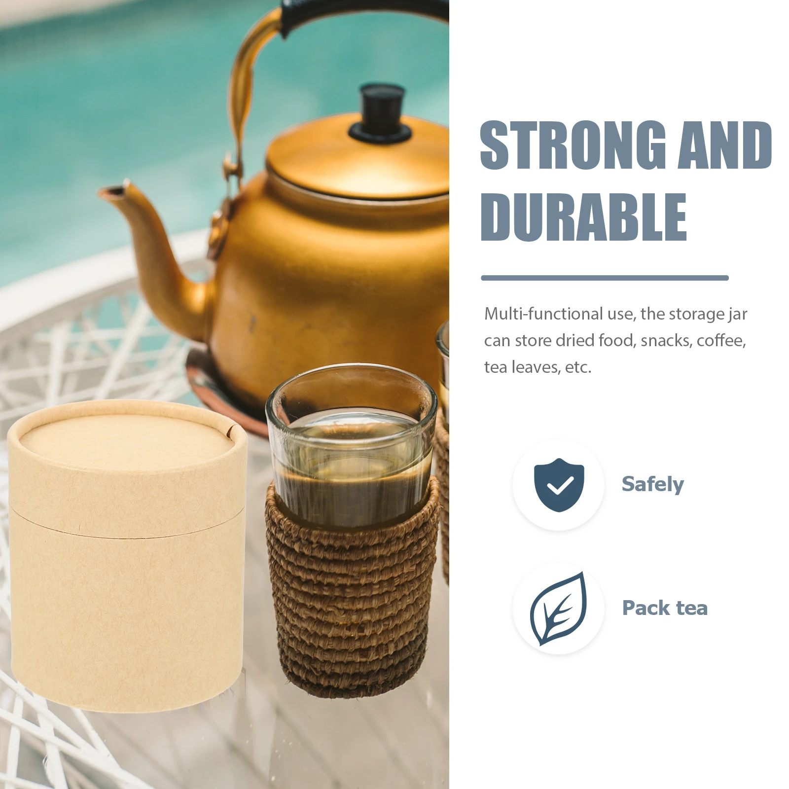 

4pcs Kraft Paper Storage Jars Multi-Function Thickened Tea Canisters Household Kitchen Canister For Food Coffee Dried Snacks