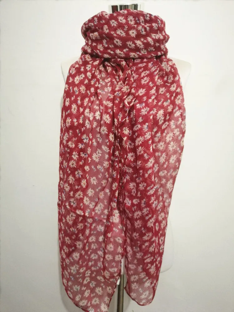 جديد أقحوان الأوشحة للنساء لينة وشاح طويل سنود الحجاب ديزي وشاح البوق زهرة وشاح طويل رائجة البيع الأزهار باندانا #4