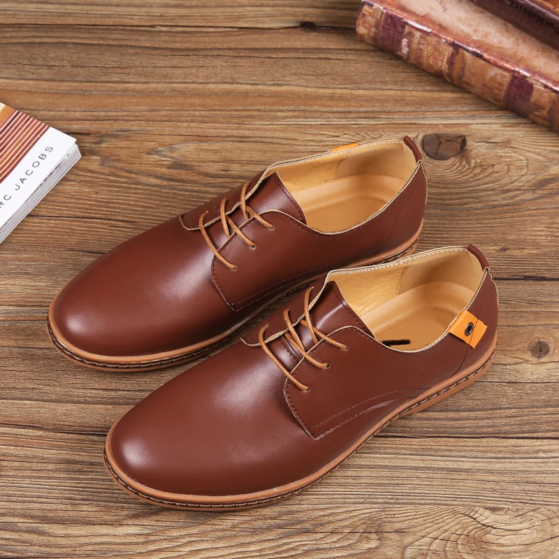 

Men Casual Leather Shoes European-style Lace-up Comfortable Convenient Business Office Shoes Outdoor Driving Traveling Shoes Men