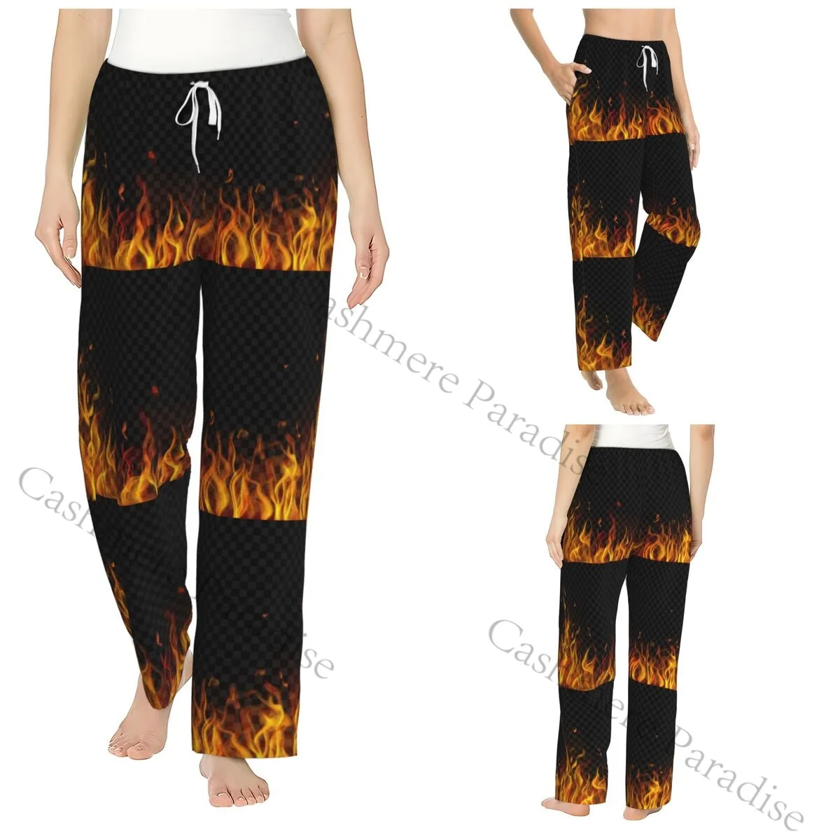 

Orange Flames Fire Cozy Flannel Pajama Pants for Women Sleep Bottoms Home Loungewear
